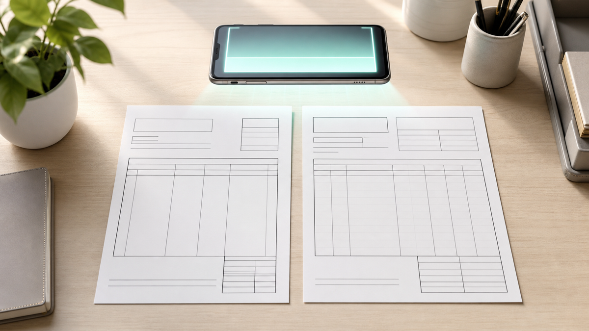 An invoice being read and matched against a purchase order automatically
