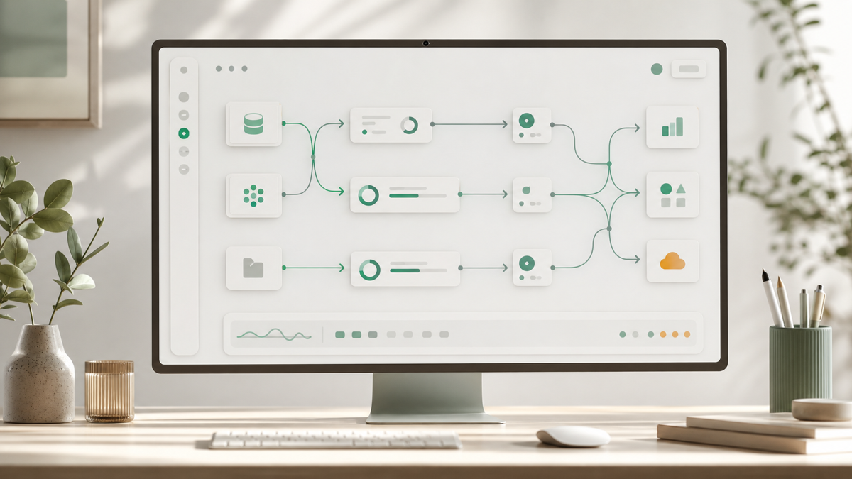 A visual representation of connected automation workflows