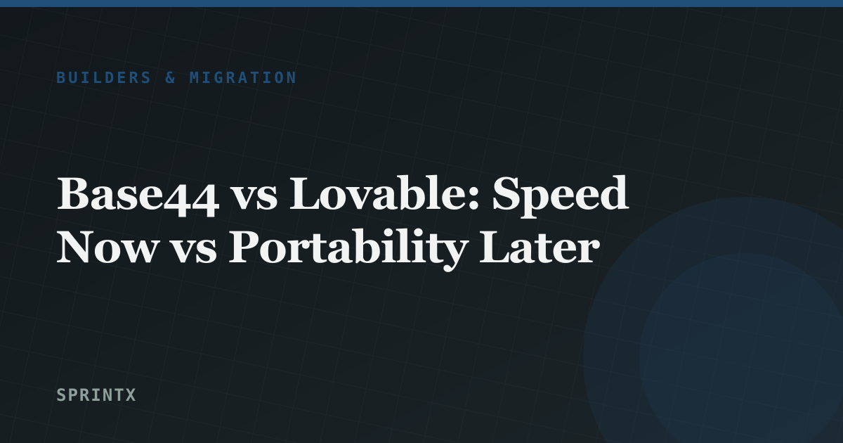 Base44 vs Lovable: Speed Now vs Portability Later