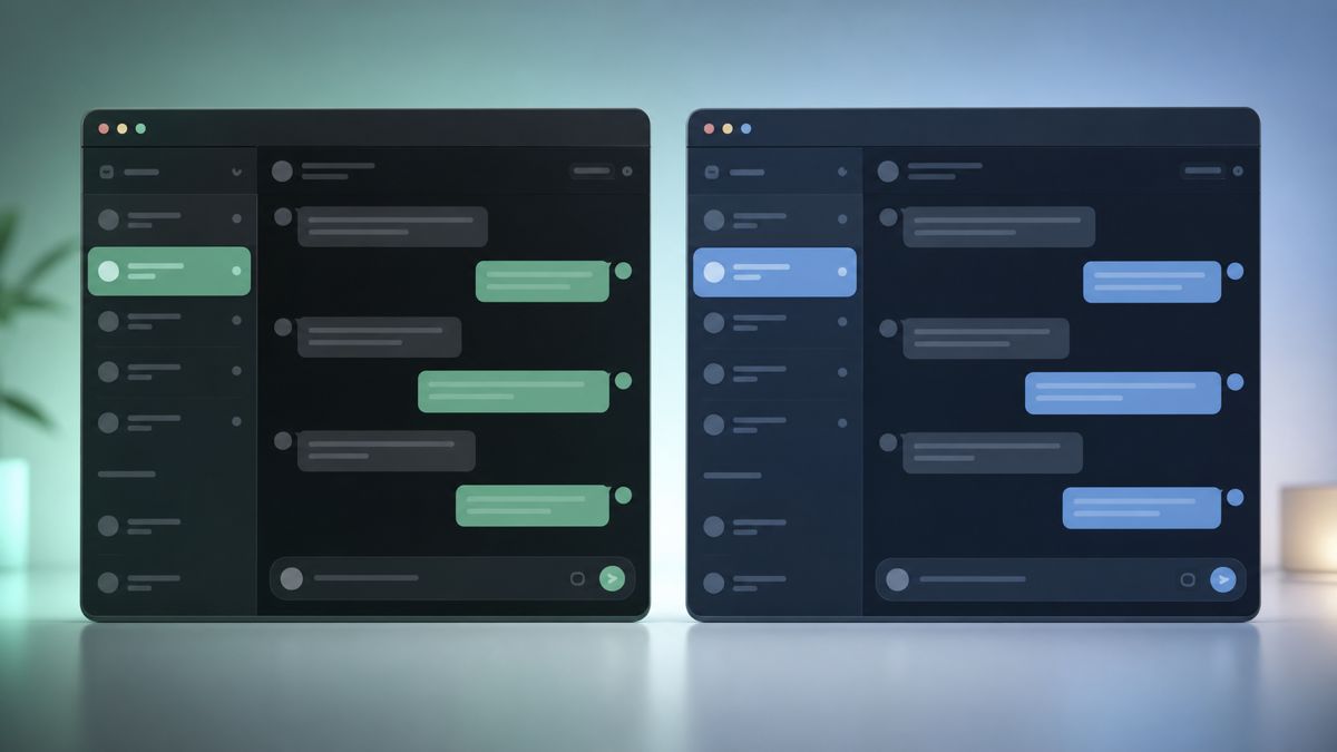 Two chat windows side by side comparing an original and a rebuilt assistant