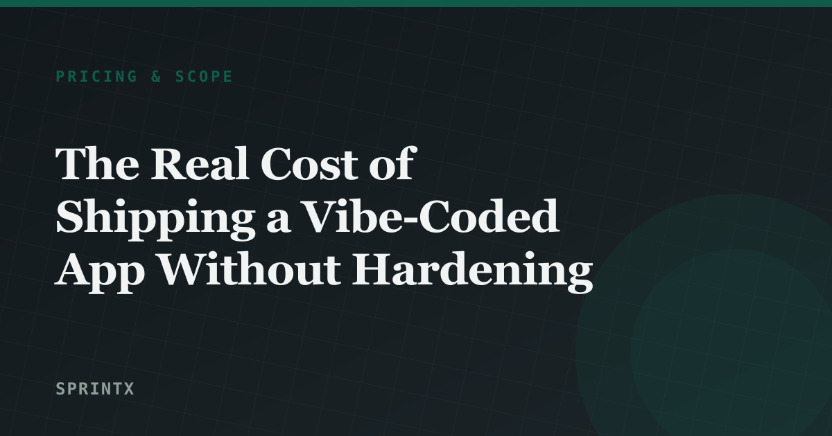 The Real Cost of Shipping a Vibe-Coded App Without Hardening