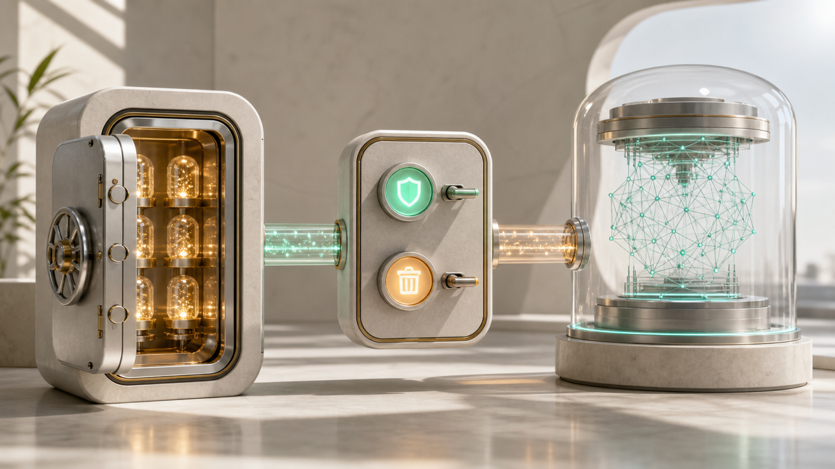 A privacy-by-design architecture separating EU personal data from model calls with consent and deletion controls