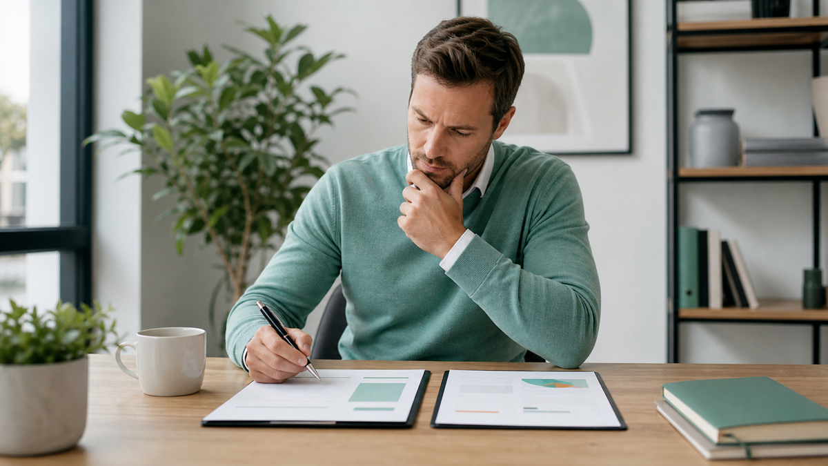 A business owner comparing vendor proposals side by side on a desk