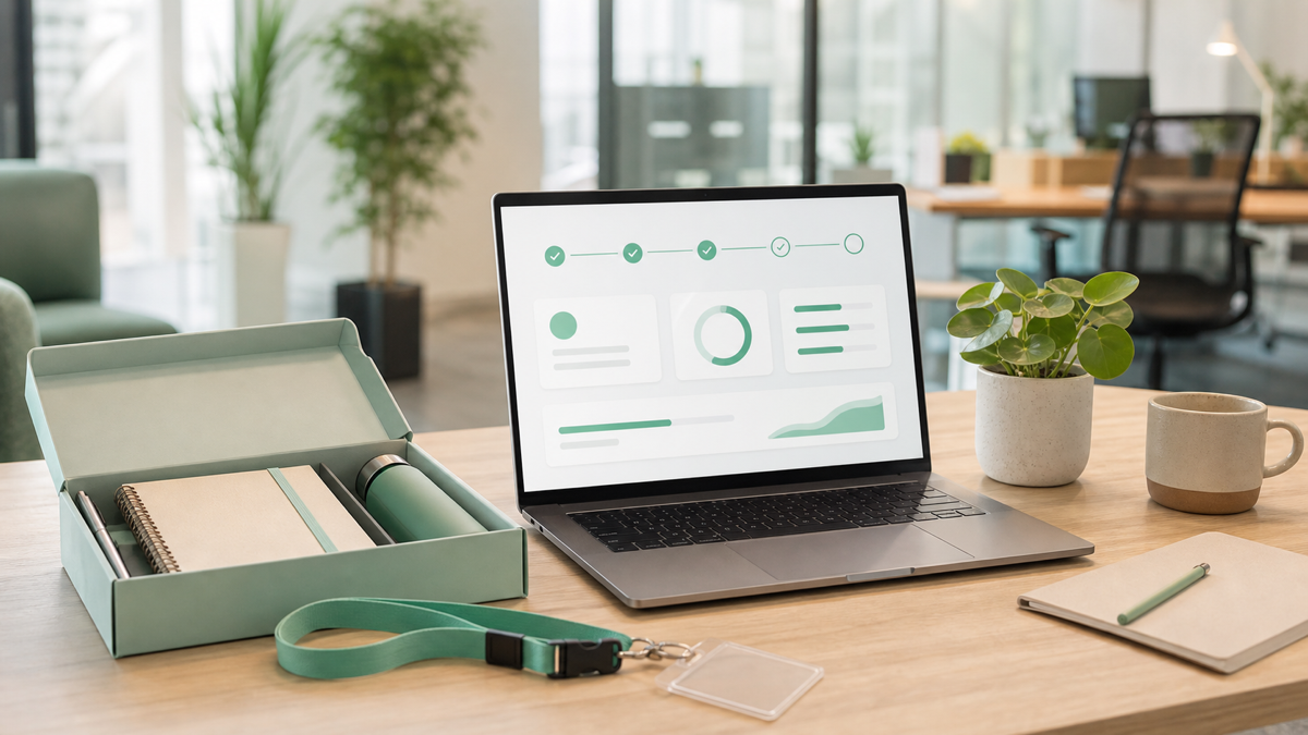 An automated onboarding flow moving a new hire through accounts, paperwork, and scheduling steps