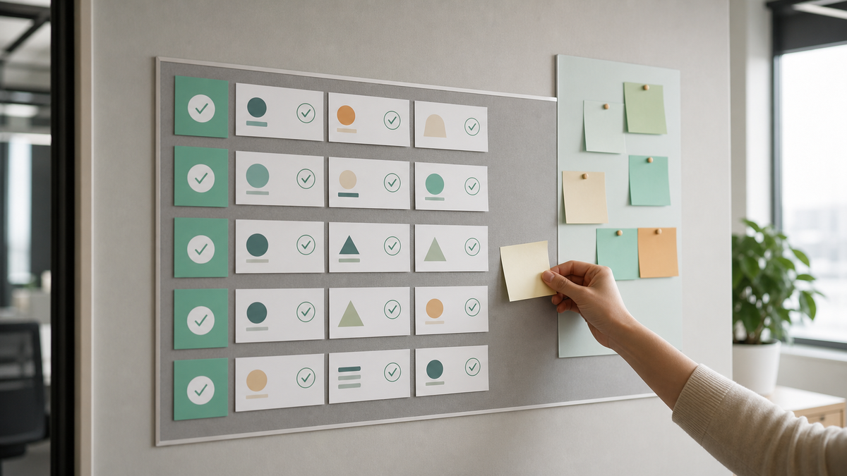 A comparison board weighing support platform features against team needs