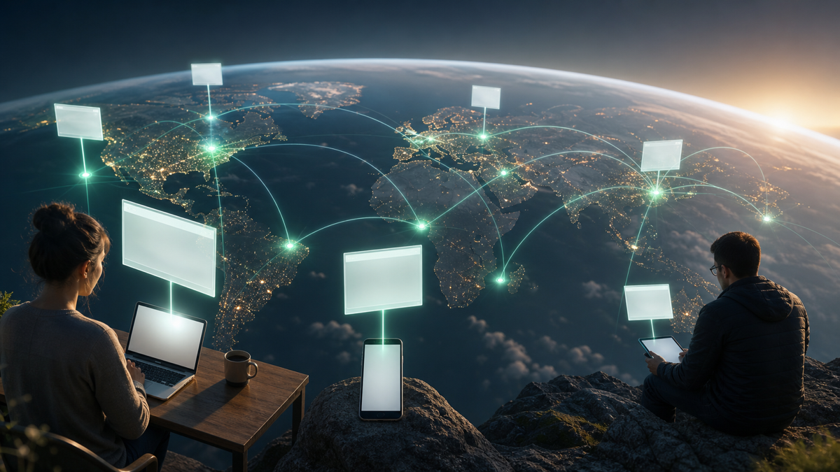 A modern web architecture serving pre-built pages from a global CDN to fast-loading devices