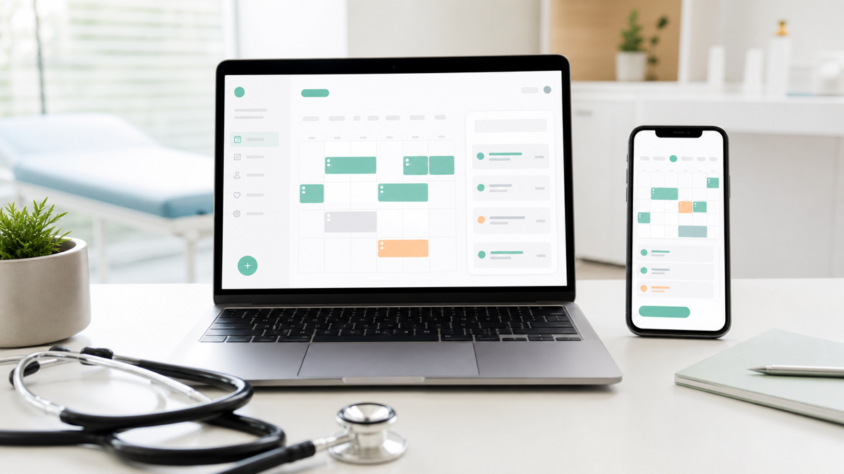 A clean dental clinic homepage with a prominent online booking button on mobile