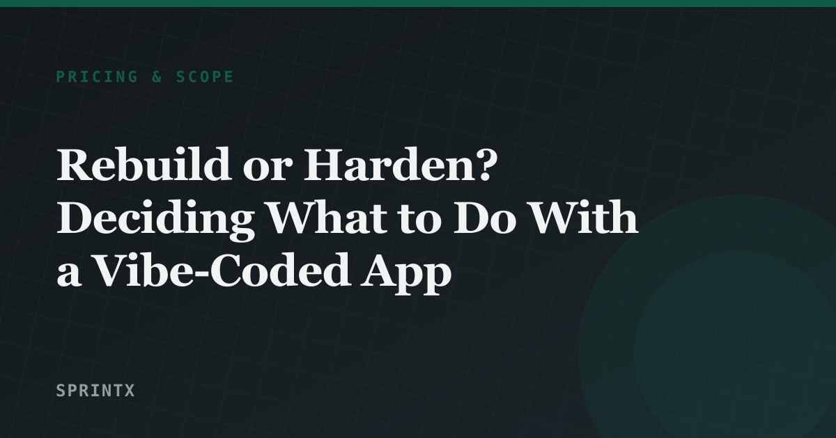 Rebuild or Harden? Deciding What to Do With a Vibe-Coded App
