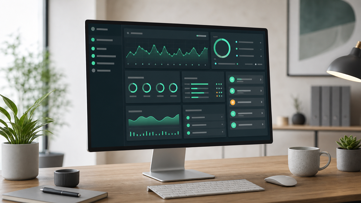 A maintenance dashboard showing site uptime, backups, and pending security updates