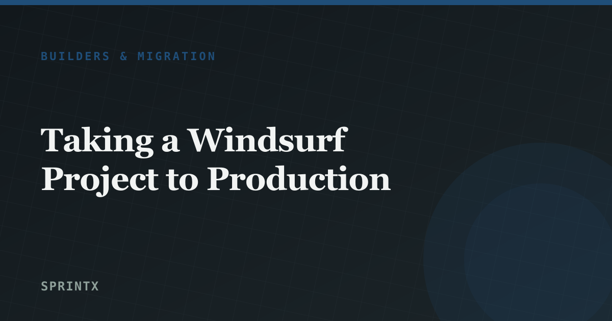 Taking a Windsurf Project to Production